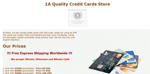 1A 
Quality Credit Cards Store